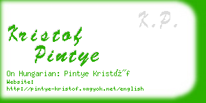 kristof pintye business card